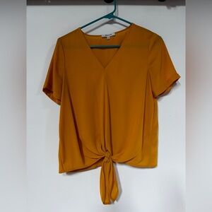 Madewell Golden V-Neck Tie-Front Blouse